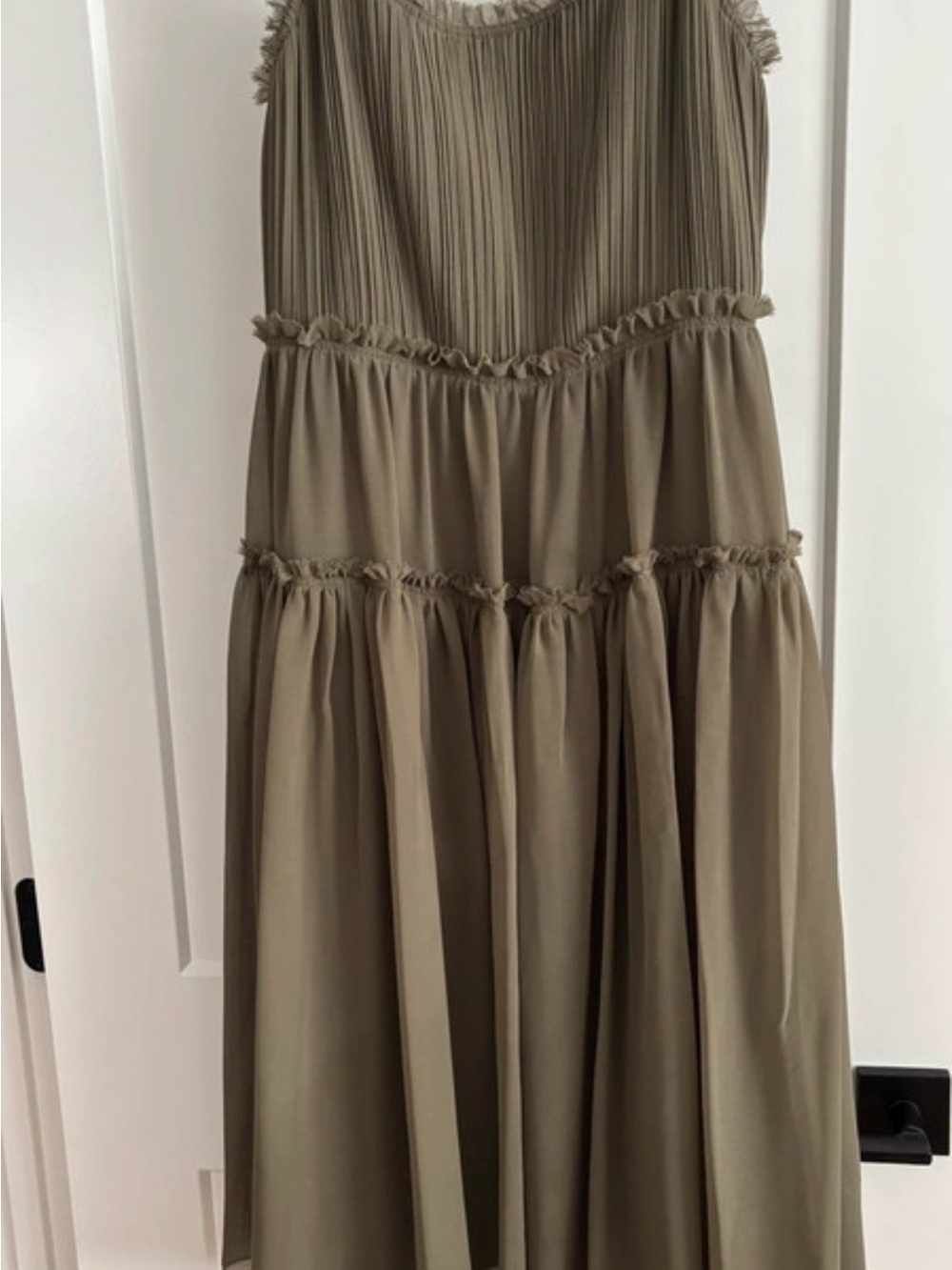 Banana Republic Pleated Tiered Maxi Dress - Taupe